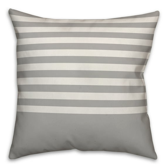 Creative Products Grey and White Colorblock Stripe 20x20 Spun Poly Pillow