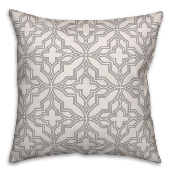 Creative Products Grey and White Geo Quatrefoil 16x16 Spun Poly Pillow