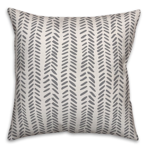 Creative Products Grey and White Modern Herringbone 18x18 Spun Poly Pillow