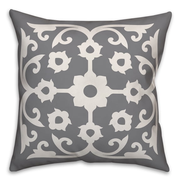Creative Products Grey and White Tile 16x16 Spun Poly Pillow