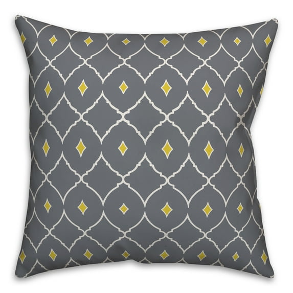 Creative Products Grey and Yellow Diamond 18x18 Spun Poly Pillow