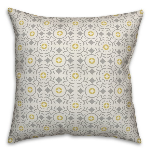 Creative Products Grey and Yellow Moroccan Tile 18x18 Spun Poly Pillow
