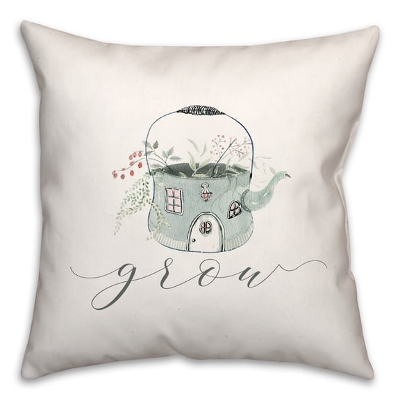Creative Products Grow Teapot Floral 18 x 18 Spun Poly Pillow