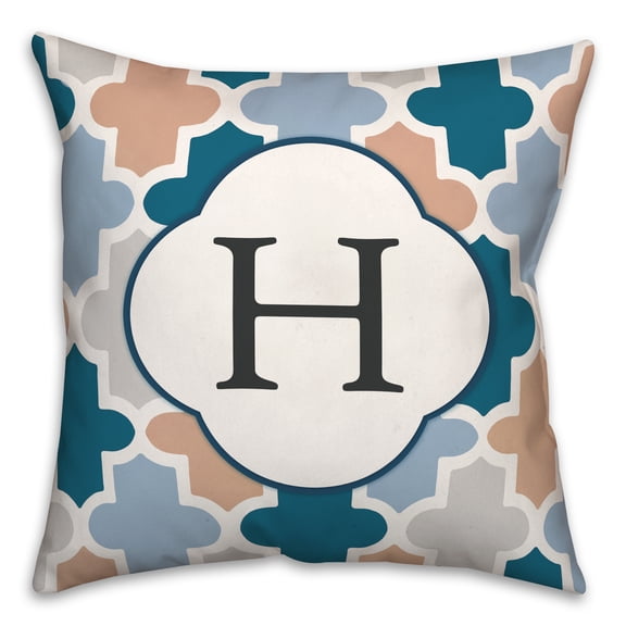 Creative Products H Quatrefoil Monogram 18 x 18 Spun Poly Pillow