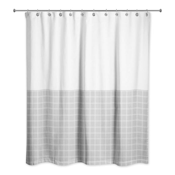 Creative Products Half Light Gray Grid 71x74 Shower Curtain