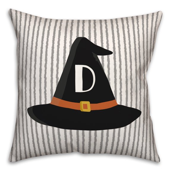 Creative Products Halloween Monogram Hat D 18x18 Spun Poly Pillow