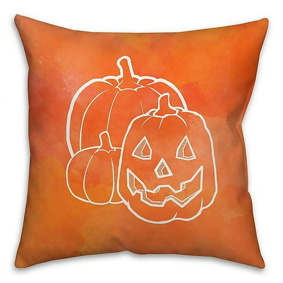 Creative Products Halloween Watercolor Jack-o-lantern 18x18 Throw Pillow