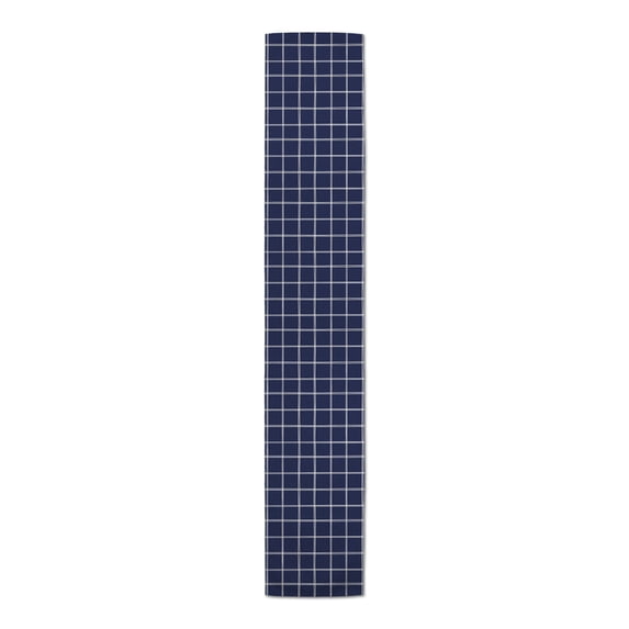 Creative Products Hand Drawn Plaid Navy Blue 16x72 Poly Twill Table Runner