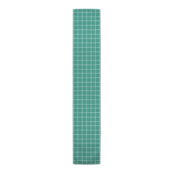 Creative Products Hand Drawn Plaid Teal 16x72 Poly Twill Table Runner