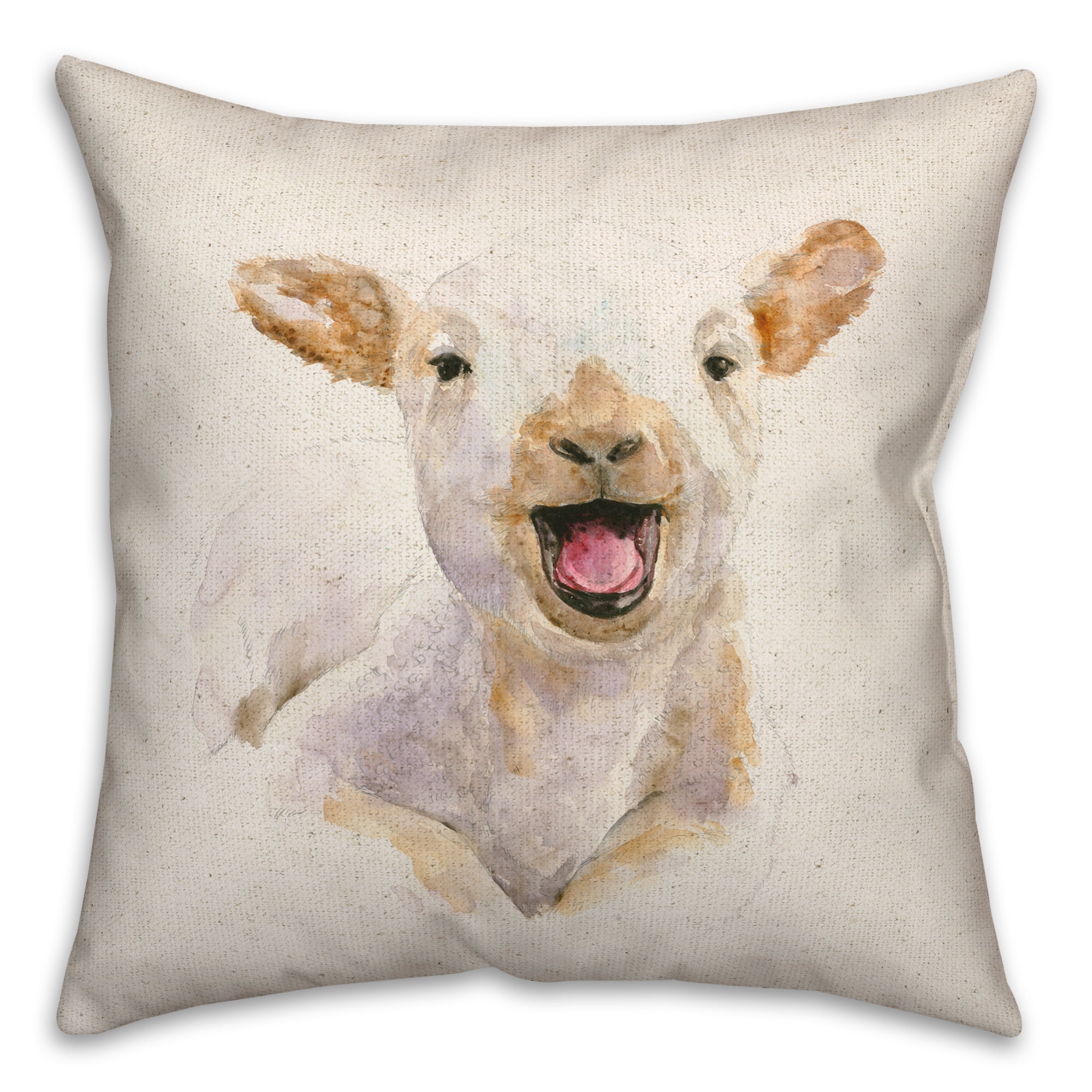 Creative Products Happy Baby Goat Painting 18x18 Spun Poly Pillow