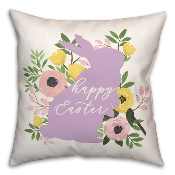 Creative Products Happy Easter Floral Bunny 16 x 16 Spun Poly Pillow