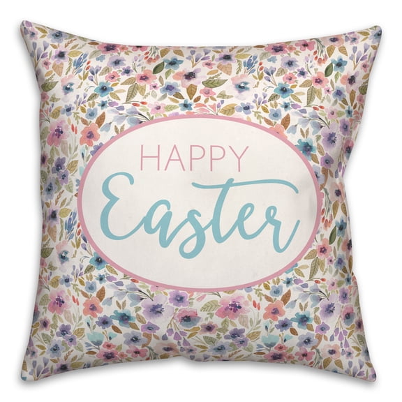Creative Products Happy Easter Floral Pattern 18x18 Spun Poly Pillow