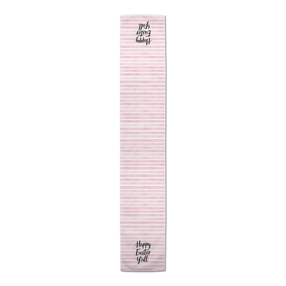 Creative Products Happy Easter Y'all Pink Stripes 16x72 Cotton Twill Table Runner