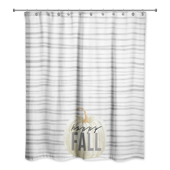 Creative Products Happy Fall Gray Stripes Pattern 71x74 Shower Curtain