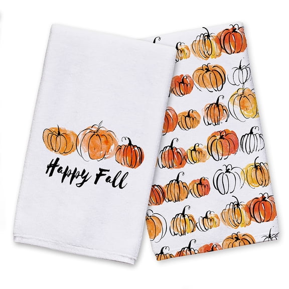 Creative Products Happy Fall Pumpkins 16 x 25 Tea Towel Set of 2