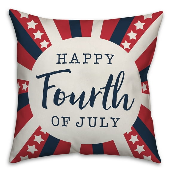 Creative Products Happy Fourth of July Stars and Stripes 16x16 Indoor / Outdoor Pillow