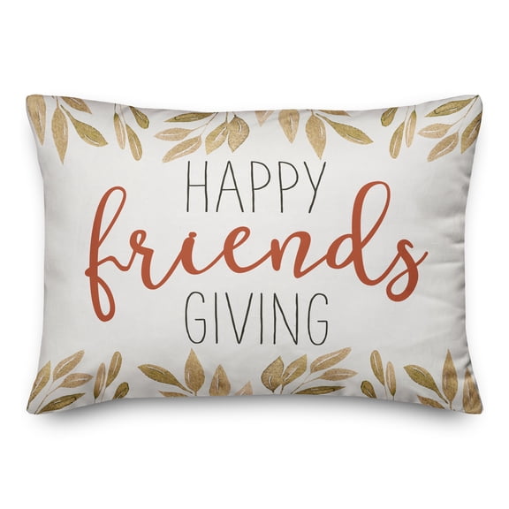 Creative Products Happy Friendsgiving Gold Leaves 14x20 Spun Poly Pillow