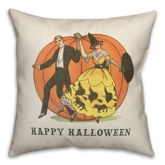 Creative Products Happy Halloween Linen Couple 18x18 Spun Poly Pillow