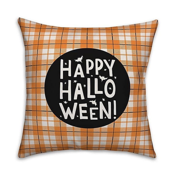 Creative Products Happy Halloween Plaid 18x18 Spun Poly Pillow