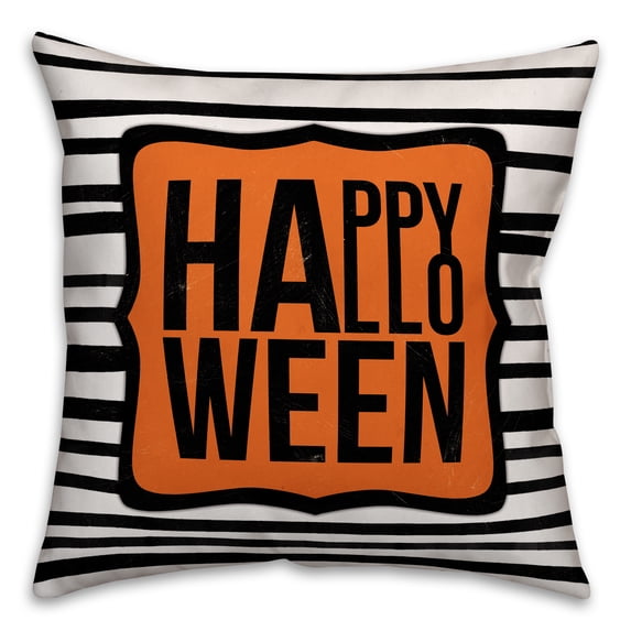 Creative Products Happy Halloween Stripes 16x16 Spun Poly Pillow