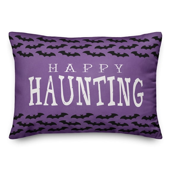 Creative Products Happy Haunting Bat Black and Purple 14x20 Spun Poly Pillow