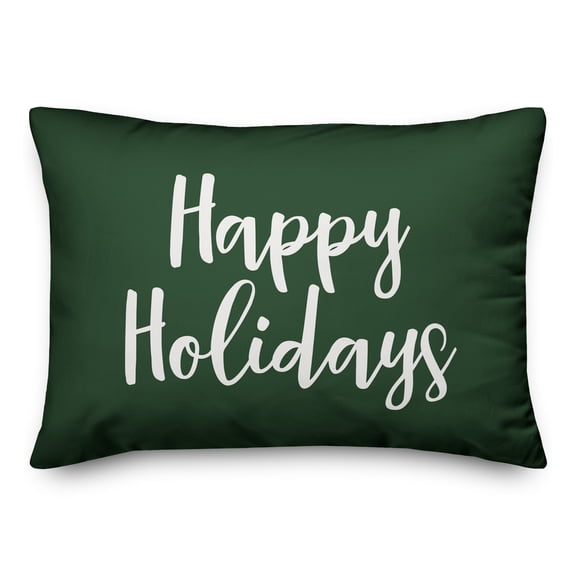 Creative Products Happy Holidays in Dark Green 14x20 Spun Poly Pillow