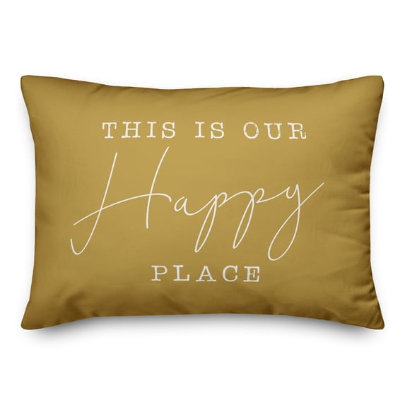 Creative Products Happy Place Yellow 14 x 20 Indoor / Outdoor Pillow