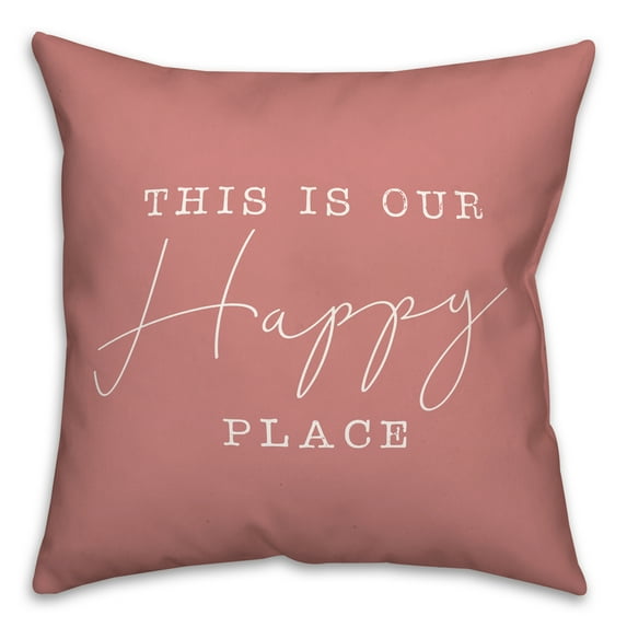 Creative Products Happy Place Pink 16 x 16 Indoor / Outdoor Pillow
