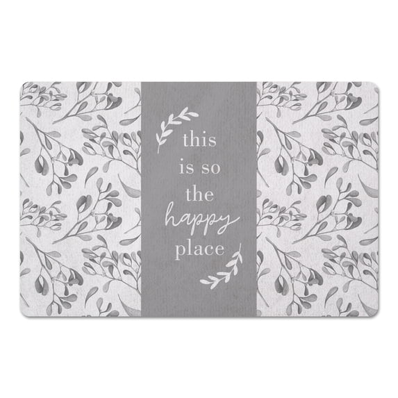 Creative Products Happy Place Gray 18 x 27 Floor Mat
