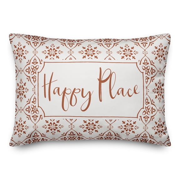 Creative Products Happy Place Orange and White Medallion Tile Pattern 14x20 Indoor / Outdoor Pillow