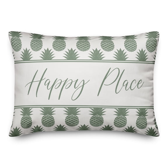 Creative Products Happy Place Teal Pineapples Print 14x20 Indoor / Outdoor Pillow