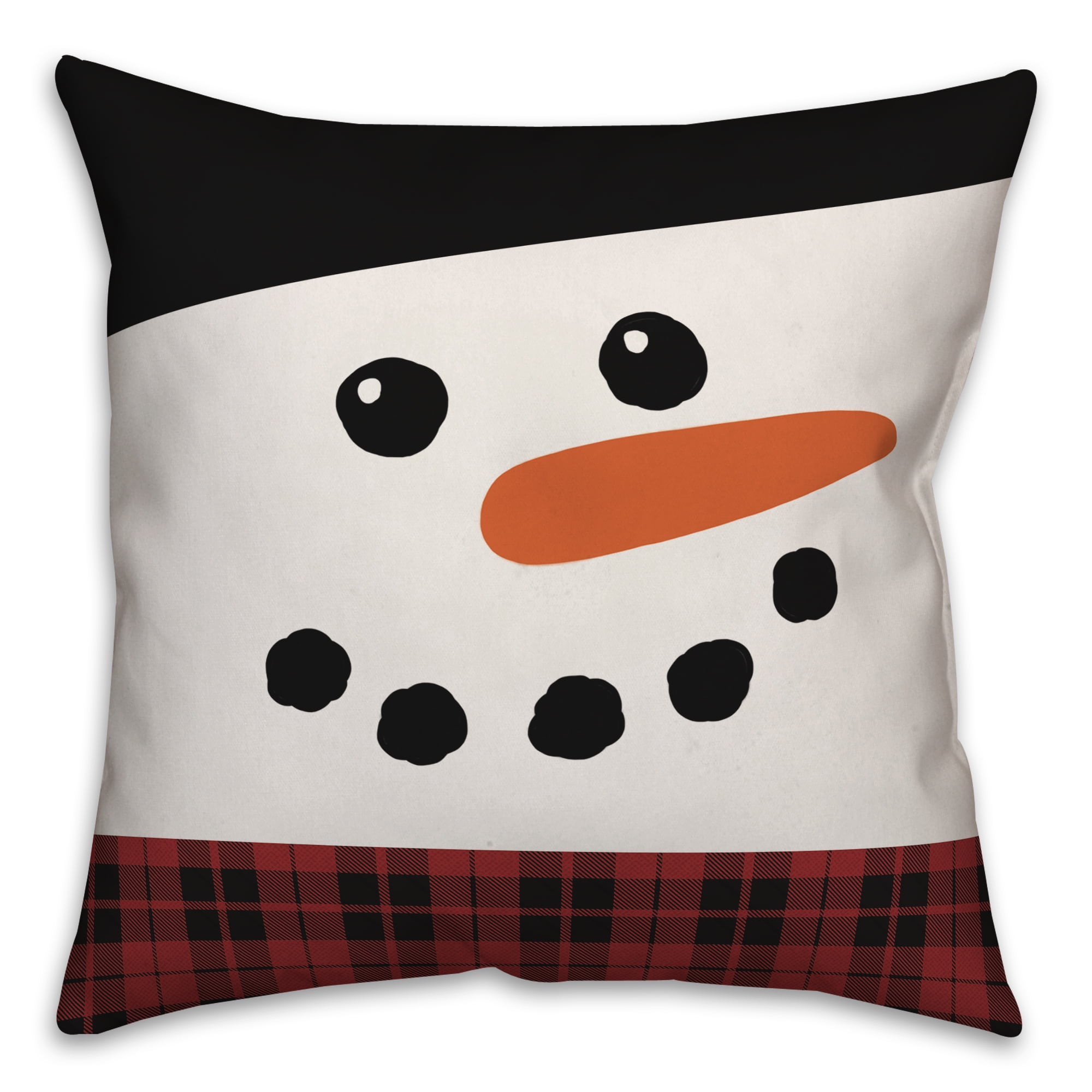 Festive Snowman Face 18'' Square Polyester Throw Pillow