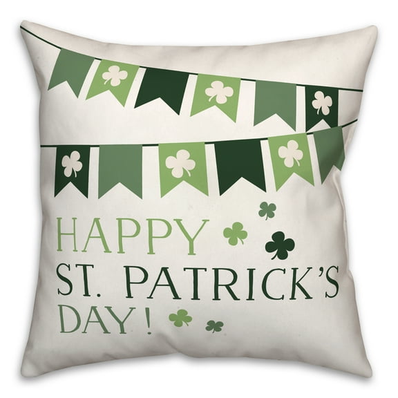 Creative Products Happy St. Patrick's Day Banner 18 x 18 Spun Poly Pillow