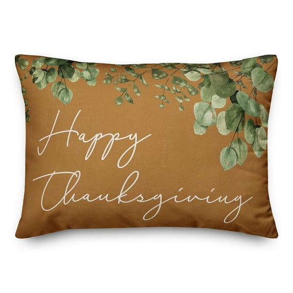 Creative Products Happy Thanksgiving Eucalyptus 14x20 Spun Poly Pillow
