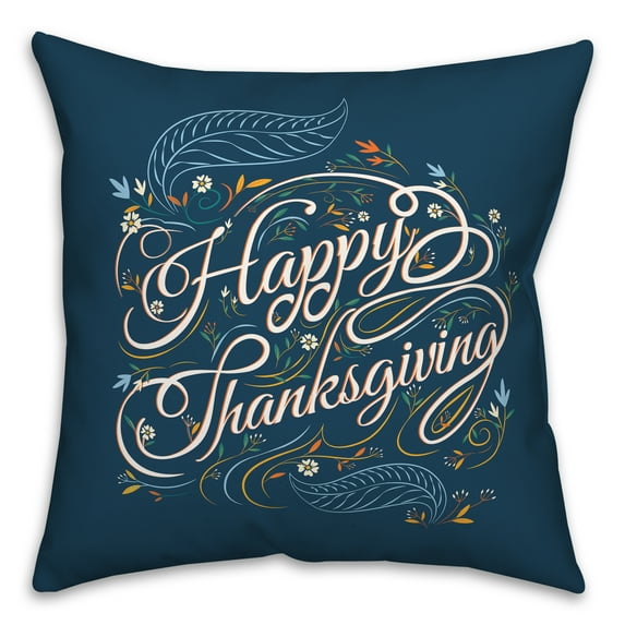 Creative Products Happy Thanksgiving Script 18 x 18 Spun Poly Pillow