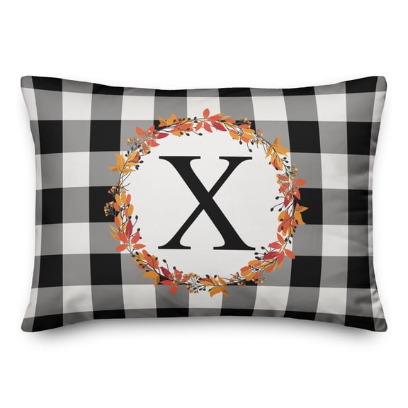 Creative Products Harvest Buffalo Check Plaid Monogram 14x20 Spun Poly Pillow
