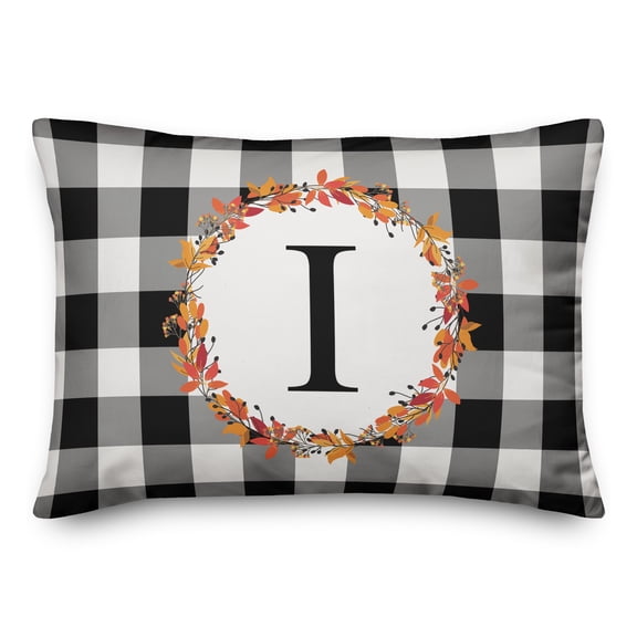 Creative Products Harvest Buffalo Check Plaid Monogram 14x20 Spun Poly Pillow