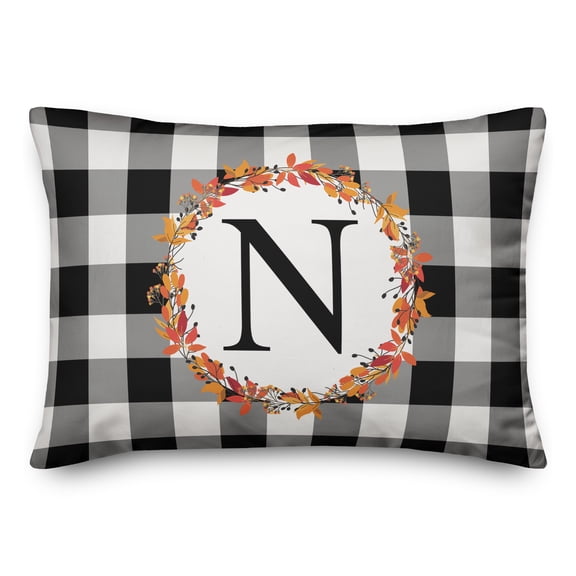 Creative Products Harvest Buffalo Check Plaid Monogram 14x20 Spun Poly Pillow