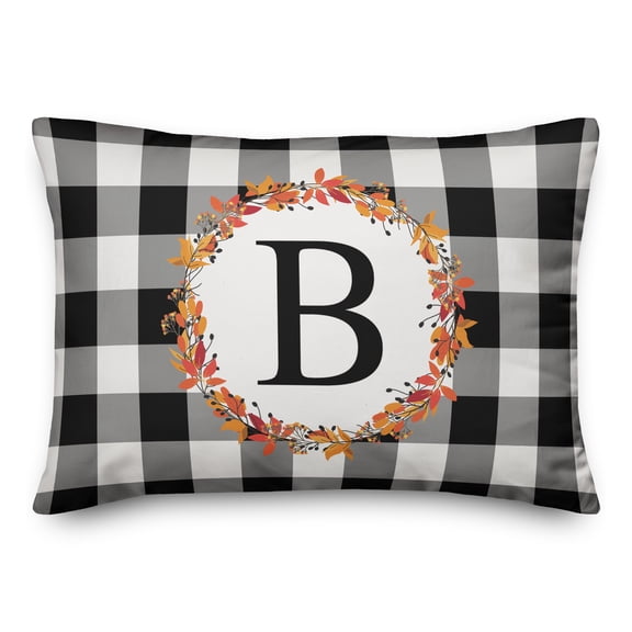 Creative Products Harvest Buffalo Check Plaid Monogram 14x20 Spun Poly Pillow