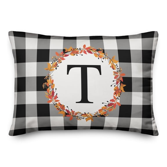 Creative Products Harvest Buffalo Check Plaid Monogram 14x20 Spun Poly Pillow