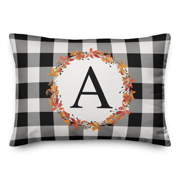 Creative Products Harvest Buffalo Check Plaid Monogram 14x20 Spun Poly Pillow
