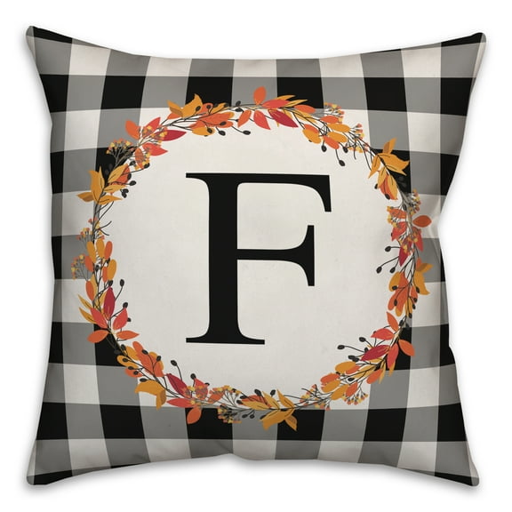 Creative Products Harvest Buffalo Check Plaid Monogram 18x18 Spun Poly Pillow