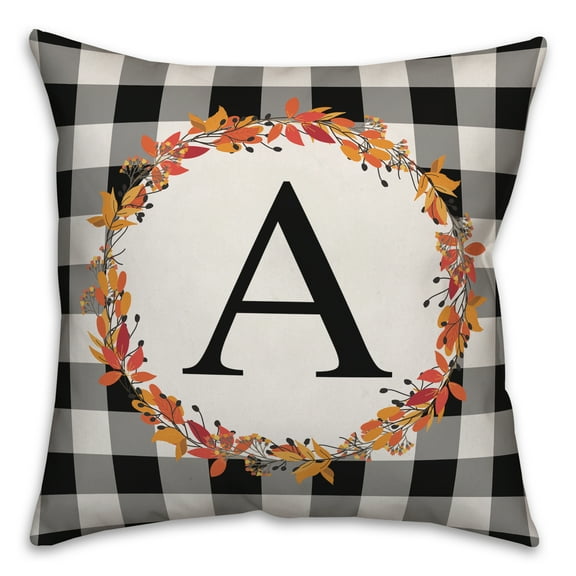 Creative Products Harvest Buffalo Check Plaid Monogram 18x18 Spun Poly Pillow