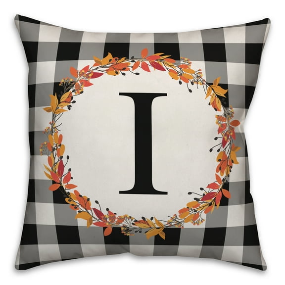Creative Products Harvest Buffalo Check Plaid Monogram 18x18 Spun Poly Pillow