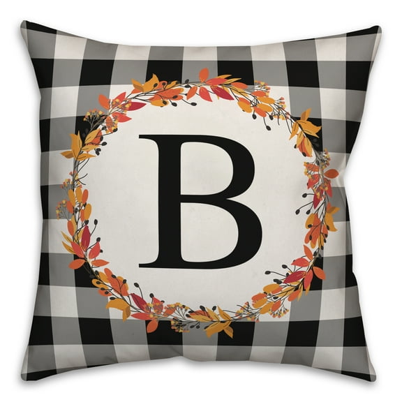 Creative Products Harvest Buffalo Check Plaid Monogram 18x18 Spun Poly Pillow
