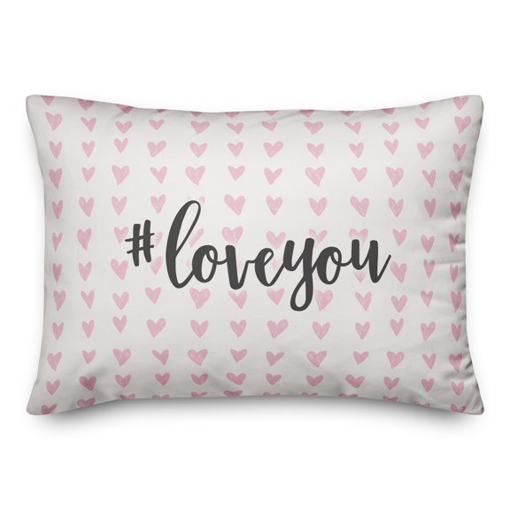 Creative Products Hashtag Love You in Pink Hearts Pattern 14x20 Spun Poly Pillow