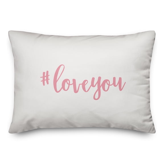 Creative Products Hashtag Love You in Pink Text on White 14x20 Spun Poly Pillow