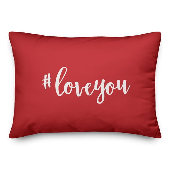 Creative Products Hashtag Love You in White on Red 14x20 Spun Poly Pillow