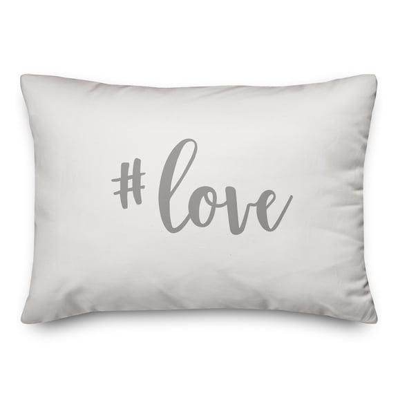 Creative Products Hashtag Love in Gray on White 14x20 Spun Poly Pillow