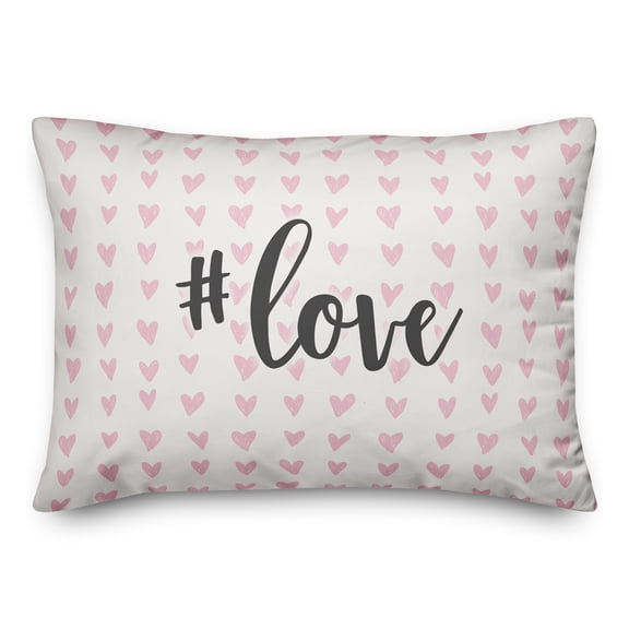 Creative Products Hashtag Love in Pink Hearts Pattern 14x20 Spun Poly Pillow